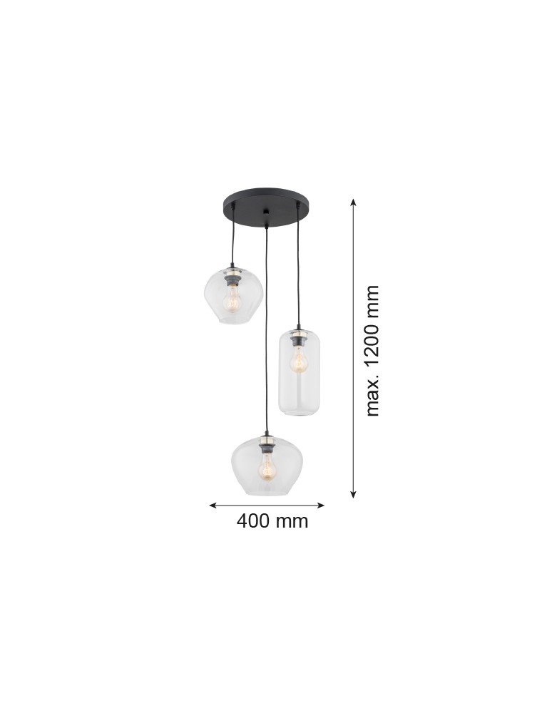 Argon KALIMERA lampa wisząca 3 pł. 3x15W (max) transparentny czarny mat 1431 Argon KALIMERA lampa wisząca 3 pł. 3x15W (max) transparentny czarny mat 1431