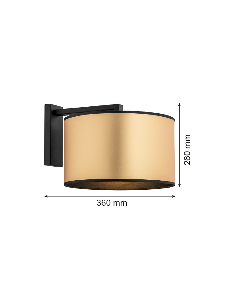 Kinkiety z abażurem - Argon KARIN kinkiet 1 pł. 1x15W (max) złoty czarny struktura 4295 - product kolory-swiatla.pl 2