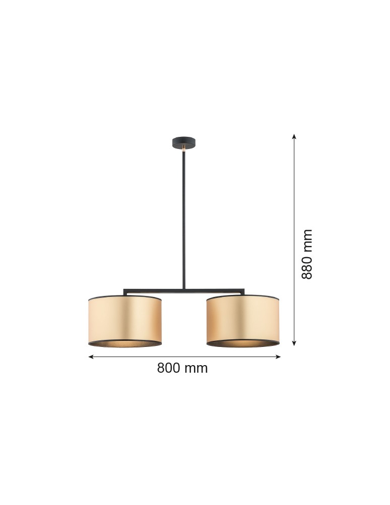 Lampy wiszące podwójne - Argon KARIN lampa wisząca 2 pł. 2x15W (max) złoty czarny strukura 898 - product kolory-swiatla.pl 2