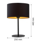 Lampy stołowe z abażurem - Argon KARIN lampa stołowa 1 pł. 1x15W (max) czarny ze złotym środkiem czarny struktura 4342 - product 2