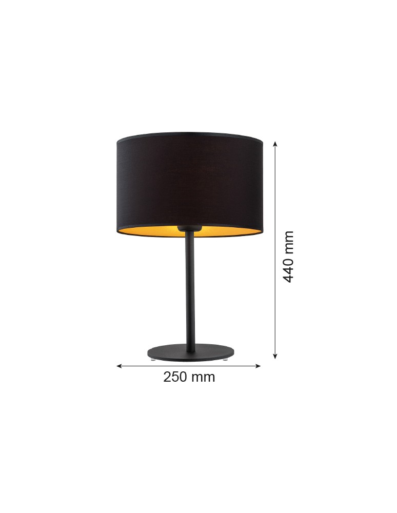 Lampy stołowe z abażurem - Argon KARIN lampa stołowa 1 pł. 1x15W (max) czarny ze złotym środkiem czarny struktura 4342 - product kolory-swiatla.pl 2