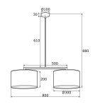 Lampy wiszące podwójne - Argon KARIN lampa wisząca 2 pł. 2x15W (max) biały biały struktura 900 - product 3