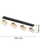 Lampy sufitowe reflektory - Argon LAGOS plafon 4 pł. 4x5W (max) mosiądz czarny struktura 1688 - product 3