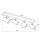 Lampy sufitowe reflektory - Argon LAGOS plafon 4 pł. 4x5W (max) mosiądz czarny struktura 1688 - product 4
