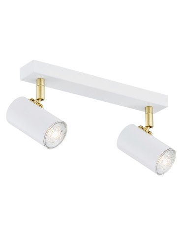 Argon LAGOS plafon 2 pł. 2x5W (max) biały struktura elementy mosiądzowane 890