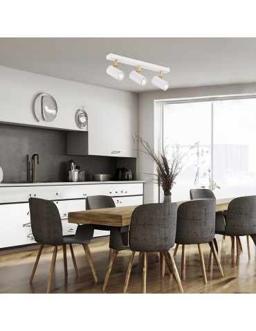 Argon LAGOS plafon 3 pł. 3x5W (max) biały struktura elementy mosiądzowane 1475 - produkt 2