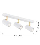 Lampy sufitowe reflektory - Argon LAGOS plafon 3 pł. 3x5W (max) biały struktura elementy mosiądzowane 1475 - product 3