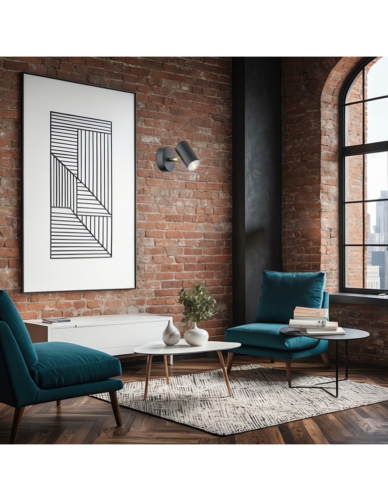 Argon LAGOS kinkiet 1 pł. 1x5W (max) czarny struktura elementy mosiądzowane 4210 Argon LAGOS kinkiet 1 pł. 1x5W (max) czarny struktura elementy mosiądzowane 4210