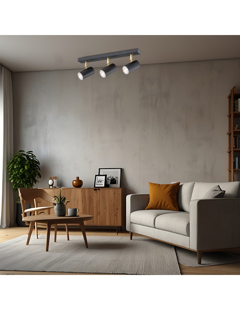 Argon LAGOS plafon 3 pł. 3x5W (max) czarny struktura elementy mosiądzowane 1476 Argon LAGOS plafon 3 pł. 3x5W (max) czarny struktura elementy mosiądzowane 1476