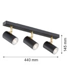 Argon LAGOS plafon 3 pł. 3x5W (max) czarny struktura elementy mosiądzowane 1476 Argon LAGOS plafon 3 pł. 3x5W (max) czarny struktura elementy mosiądzowane 1476