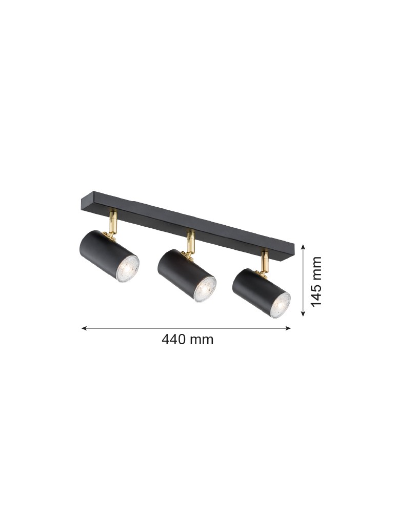 Argon LAGOS plafon 3 pł. 3x5W (max) czarny struktura elementy mosiądzowane 1476 Argon LAGOS plafon 3 pł. 3x5W (max) czarny struktura elementy mosiądzowane 1476