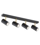 Lampy sufitowe reflektory - Argon LAGOS plafon 4 pł. 4x5W (max) czarny struktura elementy mosiądzowane 1690 - product 1