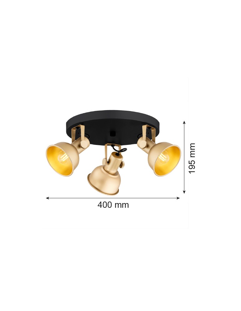 Argon LENORA plafon 3 pł. 3x7W (max) złoty czarny 6243 Argon LENORA plafon 3 pł. 3x7W (max) złoty czarny 6243