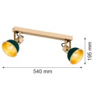 Lampy sufitowe reflektory - Argon LENORA plafon 2 pł. 2x7W (max) zielony złoty 7143 - product 6
