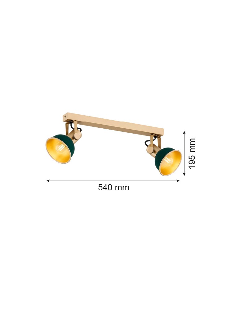 Argon LENORA plafon 2 pł. 2x7W (max) zielony złoty 7143