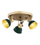 Lampy sufitowe reflektory - Argon LENORA plafon 3 pł. 3x7W (max) zielony złoty 6242 - product 1