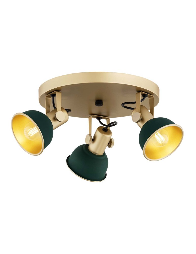 Argon LENORA plafon 3 pł. 3x7W (max) zielony złoty 6242