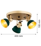 Lampy sufitowe reflektory - Argon LENORA plafon 3 pł. 3x7W (max) zielony złoty 6242 - product 3