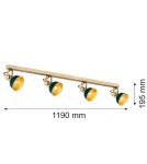 Argon LENORA plafon 4 pł. 4x7W (max) zielony złoty 1800 Argon LENORA plafon 4 pł. 4x7W (max) zielony złoty 1800
