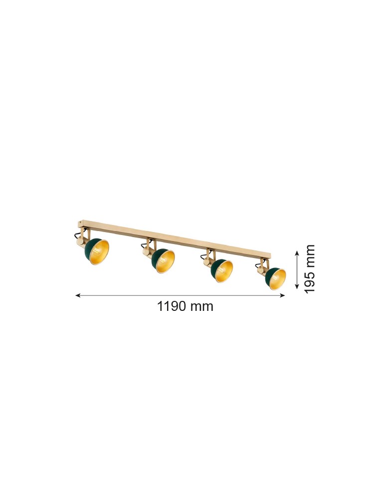 Argon LENORA plafon 4 pł. 4x7W (max) zielony złoty 1800 Argon LENORA plafon 4 pł. 4x7W (max) zielony złoty 1800