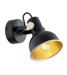 Kinkiety loftowe - industrialne - Argon LENORA kinkiet / plafon 1 pł. 1x7W (max) czarny złoty 8246 - product 1