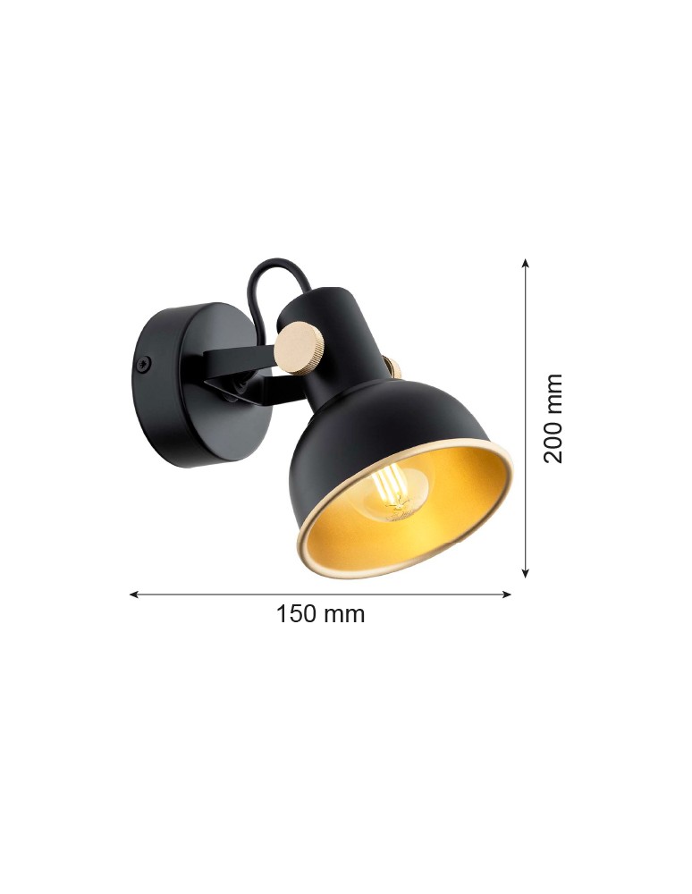 Argon LENORA kinkiet / plafon 1 pł. 1x7W (max) czarny złoty 8246