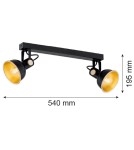 Argon LENORA plafon 2 pł. 2x7W (max) czarny złoty 7142 Argon LENORA plafon 2 pł. 2x7W (max) czarny złoty 7142