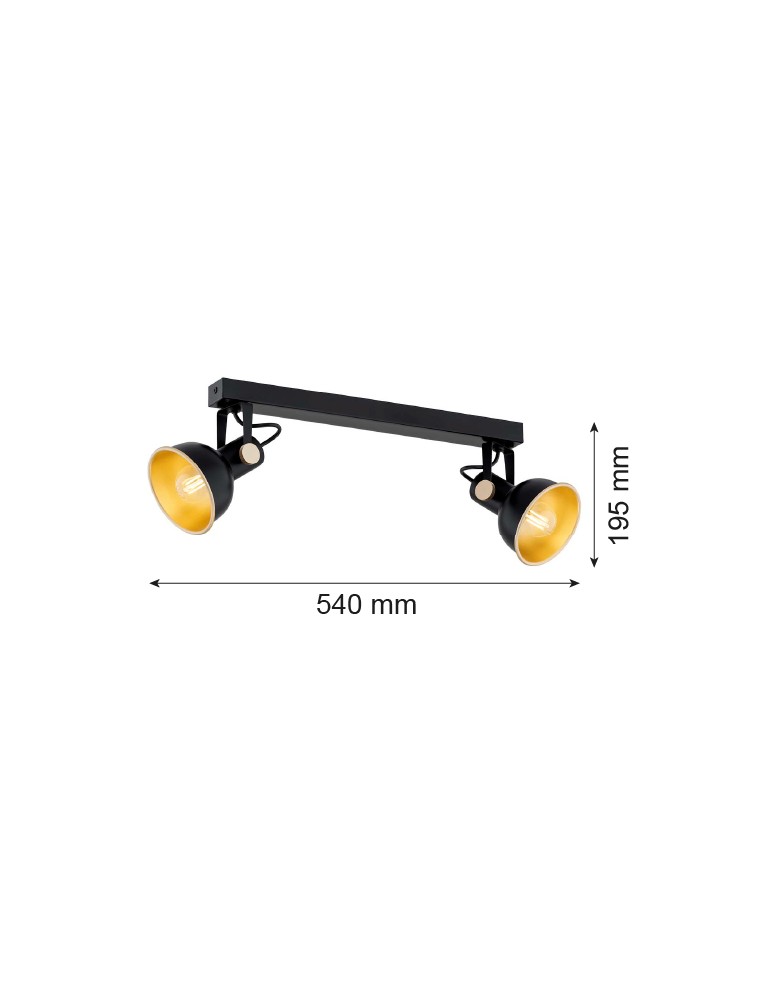 Argon LENORA plafon 2 pł. 2x7W (max) czarny złoty 7142 Argon LENORA plafon 2 pł. 2x7W (max) czarny złoty 7142