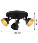 Lampy sufitowe reflektory - Argon LENORA plafon 3 pł. 3x7W (max) czarny złoty 6241 - product 3