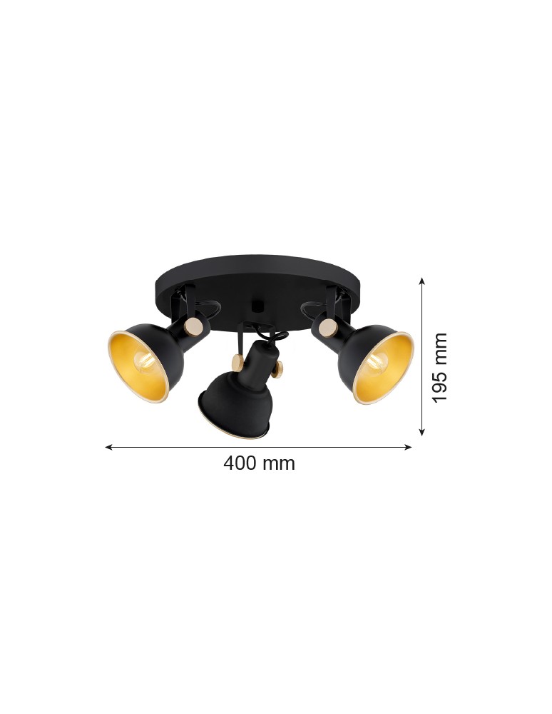 Lampy sufitowe reflektory - Argon LENORA plafon 3 pł. 3x7W (max) czarny złoty 6241 - product kolory-swiatla.pl 3