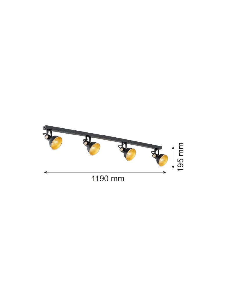 Argon LENORA plafon 4 pł. 4x7W (max) czarny złoty 1799 Argon LENORA plafon 4 pł. 4x7W (max) czarny złoty 1799