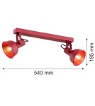Argon LENORA plafon 2 pł. 2x7W (max) czerwony 7173 Argon LENORA plafon 2 pł. 2x7W (max) czerwony 7173