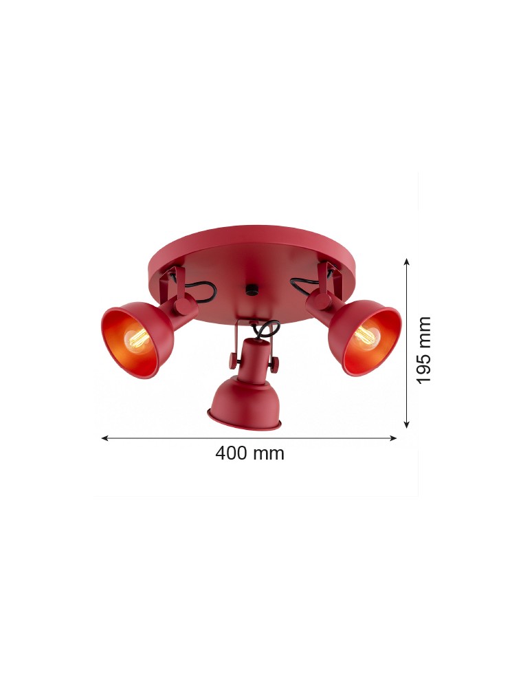 Argon LENORA plafon 3 pł. 3x7W (max) czerwony 6264 Argon LENORA plafon 3 pł. 3x7W (max) czerwony 6264