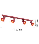 Lampy sufitowe reflektory - Argon LENORA plafon 4 pł. 4x7W (max) czerwony 1818 - product 3