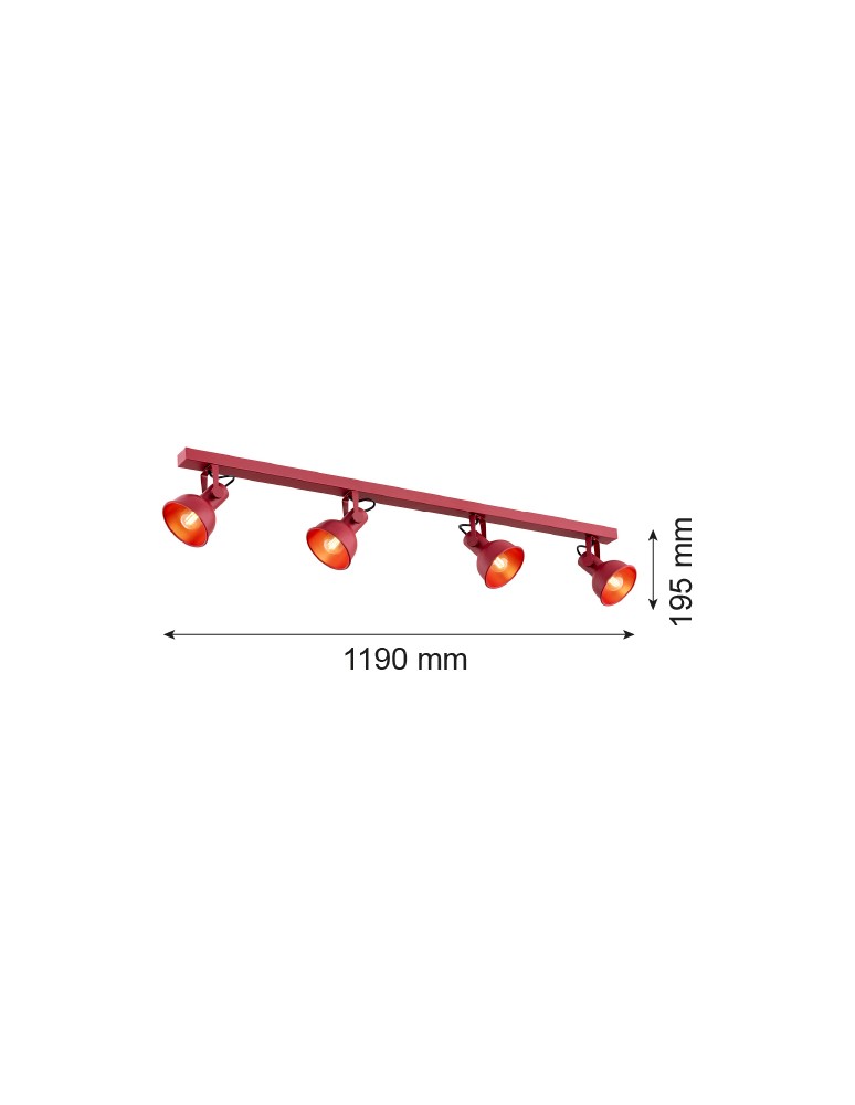 Argon LENORA plafon 4 pł. 4x7W (max) czerwony 1818