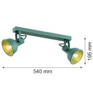 Lampy sufitowe reflektory - Argon LENORA plafon 2 pł. 2x7W (max) zielony 7174 - product 3