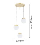 Lampy wiszące - Argon LIVIA lampa wisząca 3 pł. 3x7W (max) opal mat IP44 mosiądz 1416 - product 2