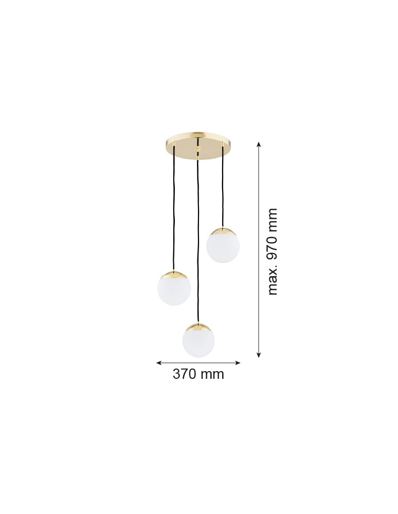 Lampy wiszące - Argon LIVIA lampa wisząca 3 pł. 3x7W (max) opal mat IP44 mosiądz 1416 - product kolory-swiatla.pl 2