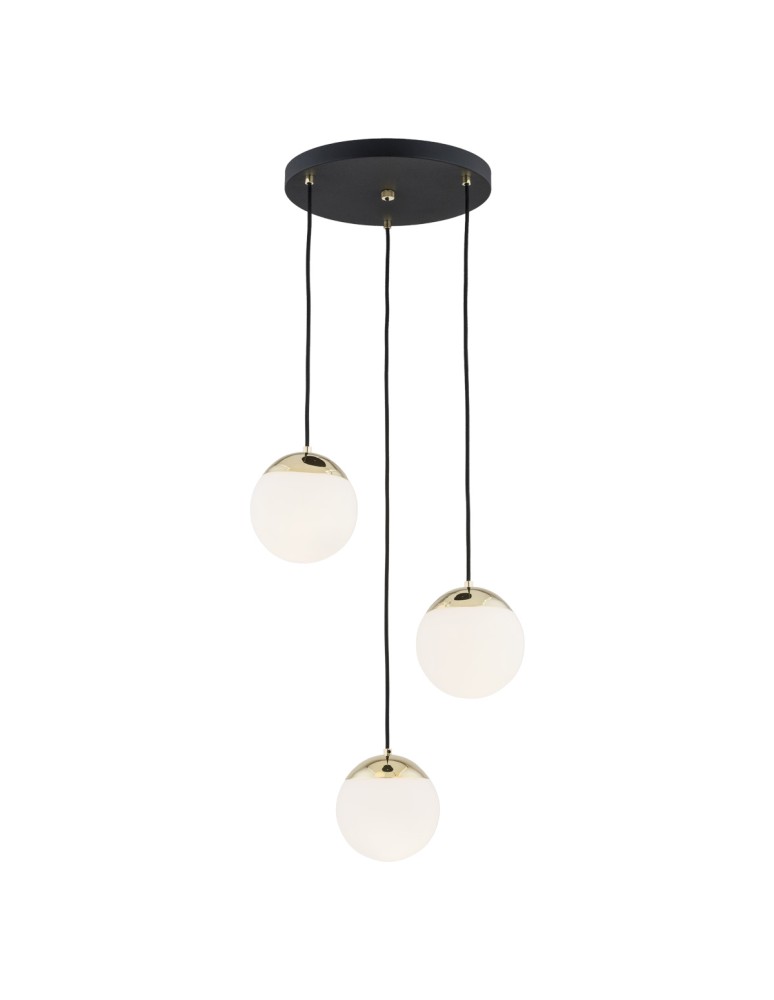 Argon LIVIA lampa wisząca 3 pł. 3x7W (max) opal mat IP44 czarny struktura 1417