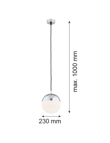 Argon LIVIA lampa wisząca 1 pł. większa 1x15W (max) opal mat IP44 chrom 4030 - produkt 2