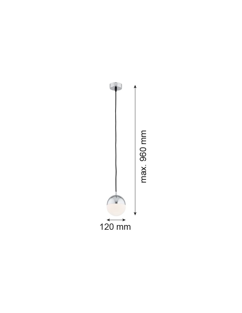 Lampy wiszące pojedyncze - Argon LIVIA lampa wisząca 1 pł. mniejsza 1x7W (max) opal mat IP44 chrom 4032 - product kolory-swiatla.pl 2