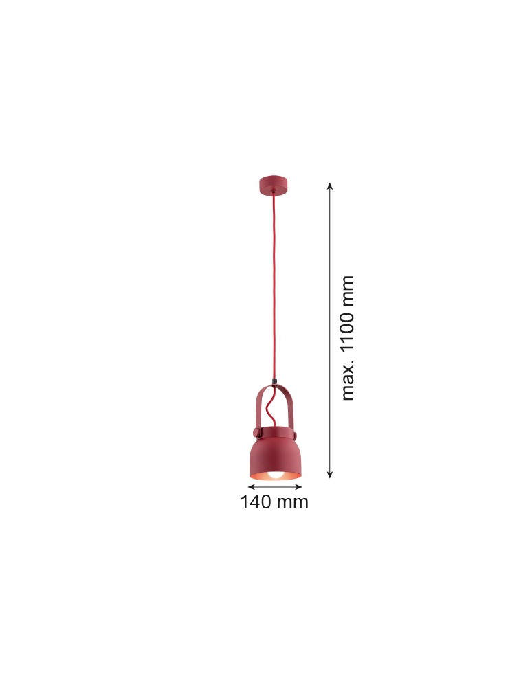 Argon LOGAN lampa wisząca 1 pł., mniejsza 1x15W (max) czerwony 8292 Argon LOGAN lampa wisząca 1 pł., mniejsza 1x15W (max) czerwony 8292