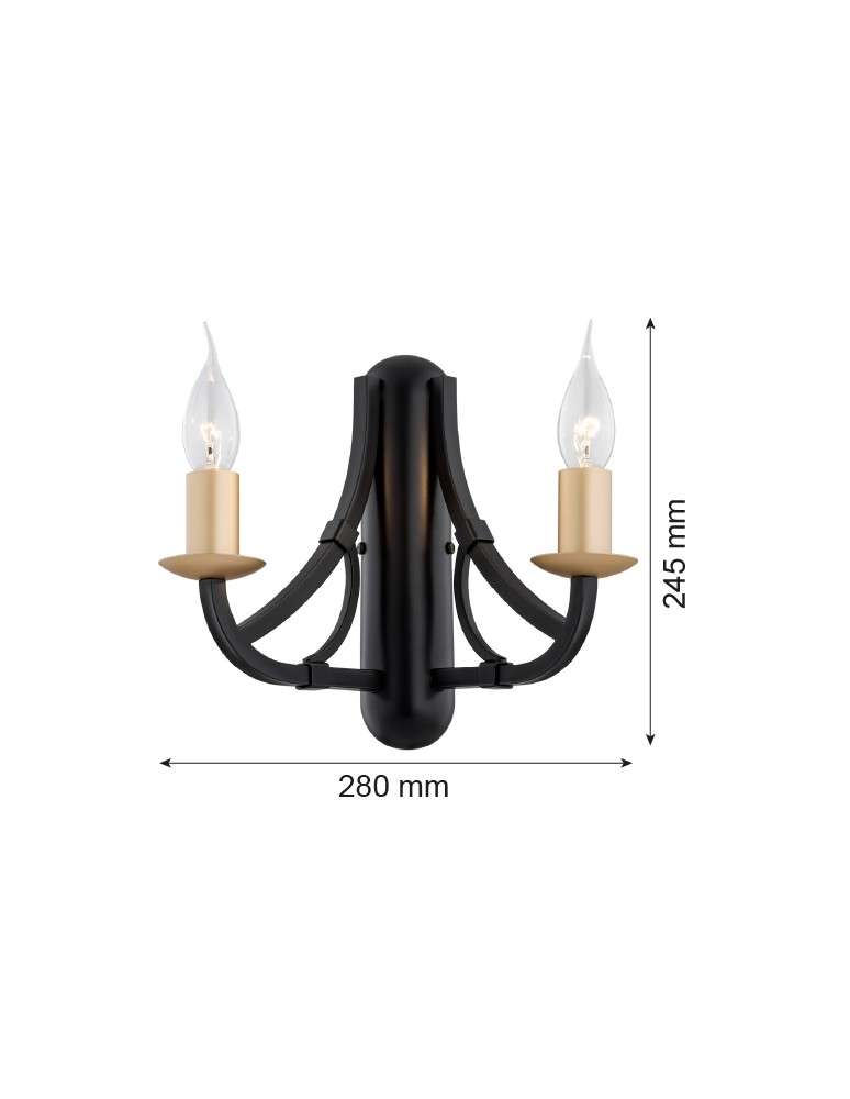 Argon LORENZO kinkiet 2 pł. 2x7W (max) czarny złoty 7181 Argon LORENZO kinkiet 2 pł. 2x7W (max) czarny złoty 7181