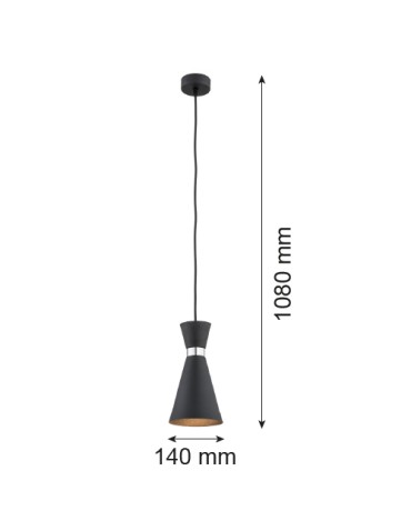 Argon LUKKA lampa wisząca 1 pł. 1x15W (max) czarny struktura elementy chromowane 3896 - produkt 2