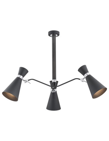 Argon LUKKA żyrandol 3 pł. 3x15W (max) czarny struktura elementy chromowane 1380