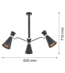 Argon LUKKA żyrandol 3 pł. 3x15W (max) czarny struktura elementy chromowane 1380 Argon LUKKA żyrandol 3 pł. 3x15W (max) czarny struktura elementy chromowane 1380