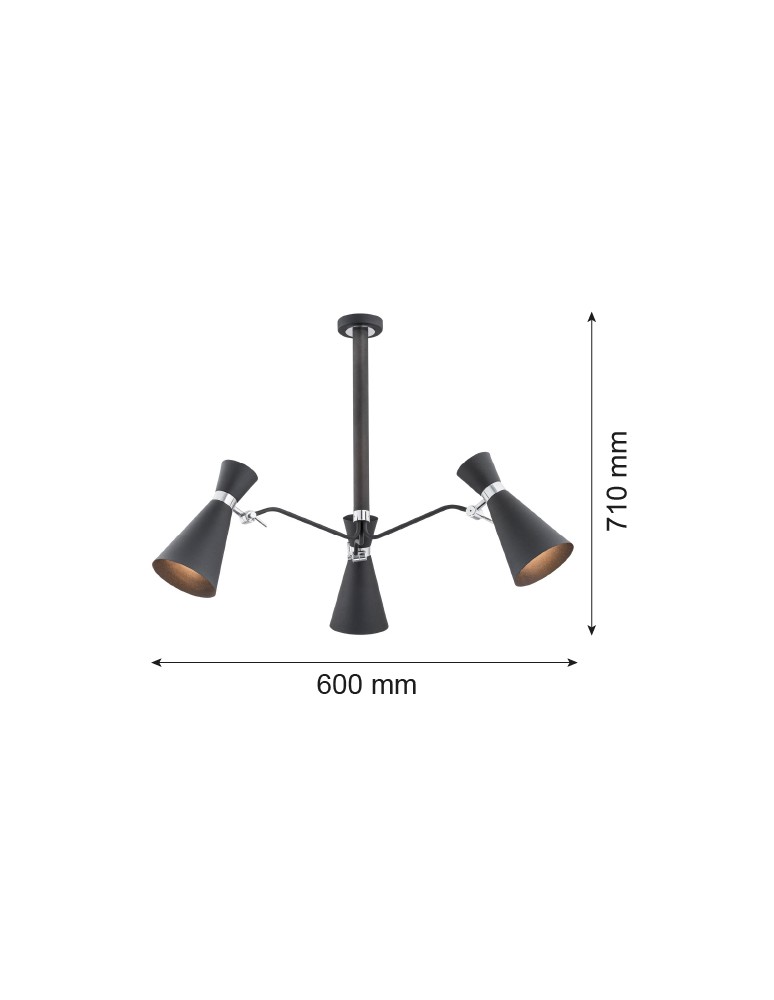Argon LUKKA żyrandol 3 pł. 3x15W (max) czarny struktura elementy chromowane 1380 Argon LUKKA żyrandol 3 pł. 3x15W (max) czarny struktura elementy chromowane 1380
