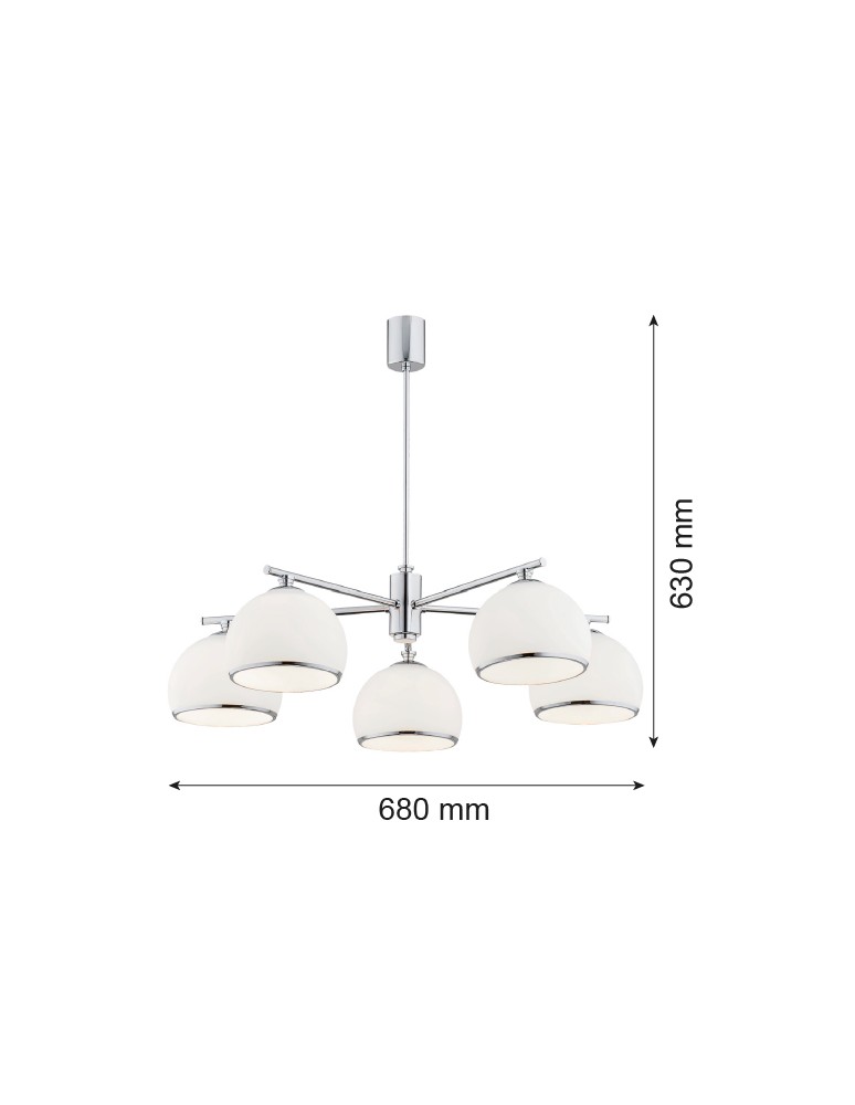 Argon MARBELLA żyrandol 5 pł. 5x15W (max) opal mat chrom 2087