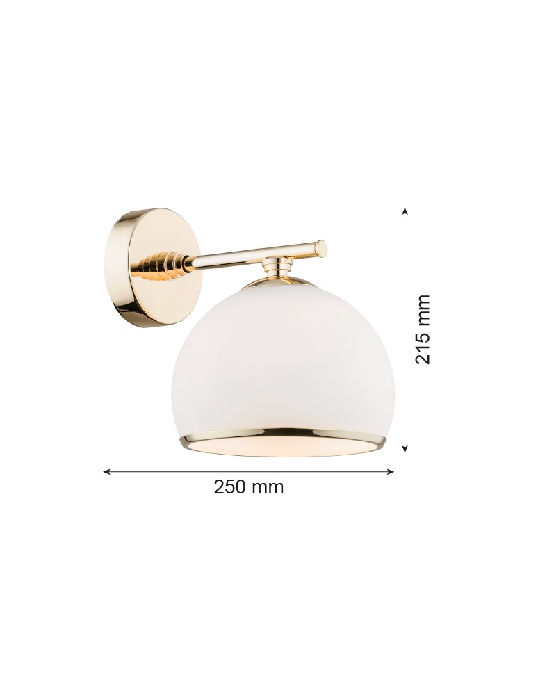 Argon MARBELLA kinkiet 1 pł. 1x15W (max) opal mat mosiądz 4255 Argon MARBELLA kinkiet 1 pł. 1x15W (max) opal mat mosiądz 4255