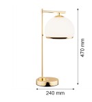 Lampki biurkowe - Argon MARBELLA PLUS lampa stołowa 1 pł. 1x15W (max) opal mat mosiądz 8120 - product 2